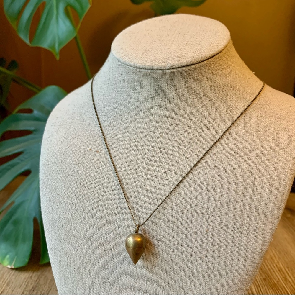 Brass Teardrop Pendant Necklace